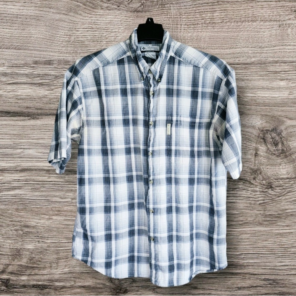 Columbia Sportswear Men's XL Plaid Short Sleeve Button Down Shirt 100% Cotton